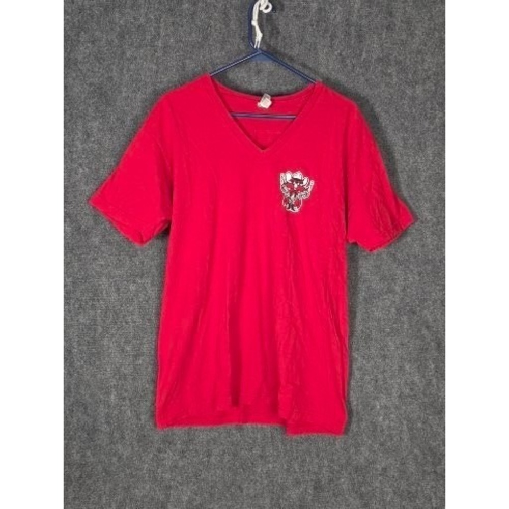 Texas Tech Red Raiders V-Neck T Shirt Mens Large Red Masked Rider Gameday Tee